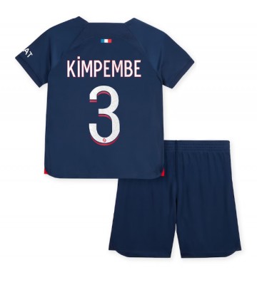 Paris Saint-Germain Presnel Kimpembe #3 Koti Pelipaita Lasten 2023-24 Lyhyet Hihat (+ Lyhyet housut)